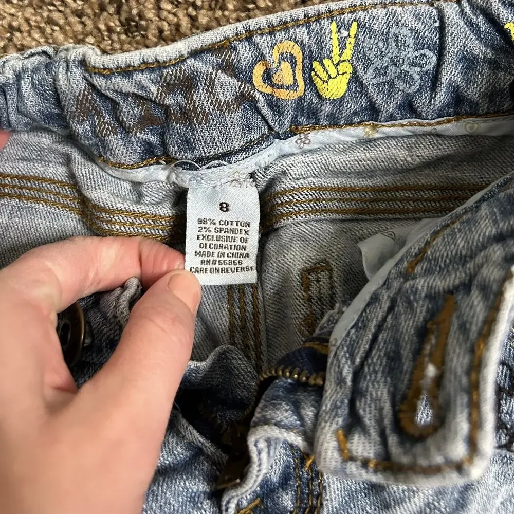 Vintage Y2K Girls Sz 8 Mudd Baby Flare Hippie Peace Sign Flare Jeans - Picture 6 of 16